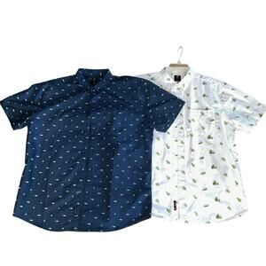 Visive Shark & Avocado Print Button Down Shirts Men's Size XL Short Sleeve